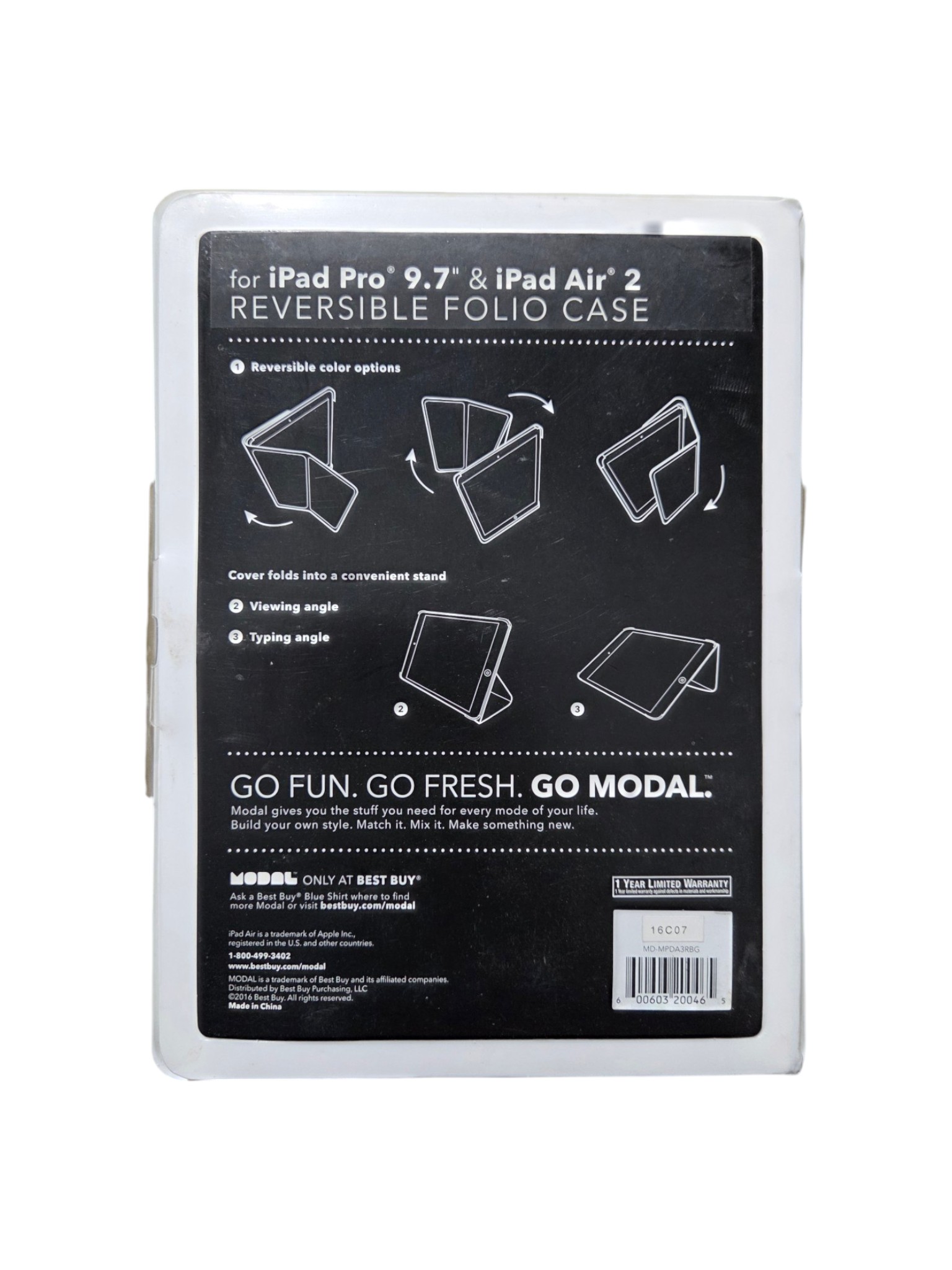 Modal Reversible Case For iPad Pro 9.7 & iPad Air 2 Black Gray