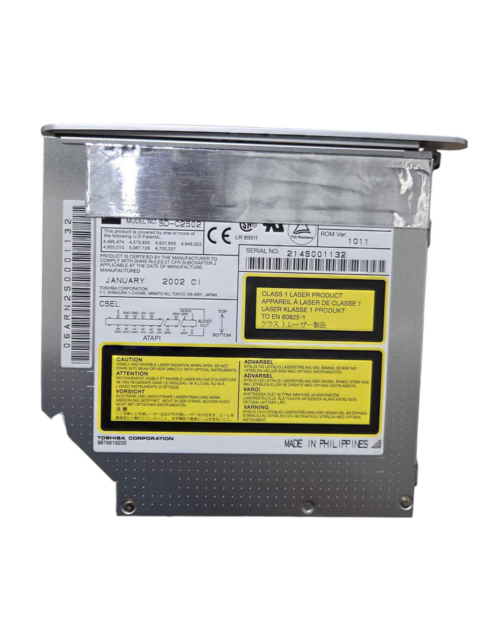 Toshiba SD-C2502 Slim DVD-ROM Laptop Optical Drive ATAPI 2002