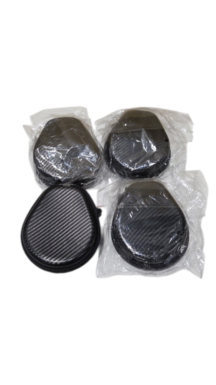 Black Semi-Hard Shell Zipper Carrying Case With Carabiner Clip