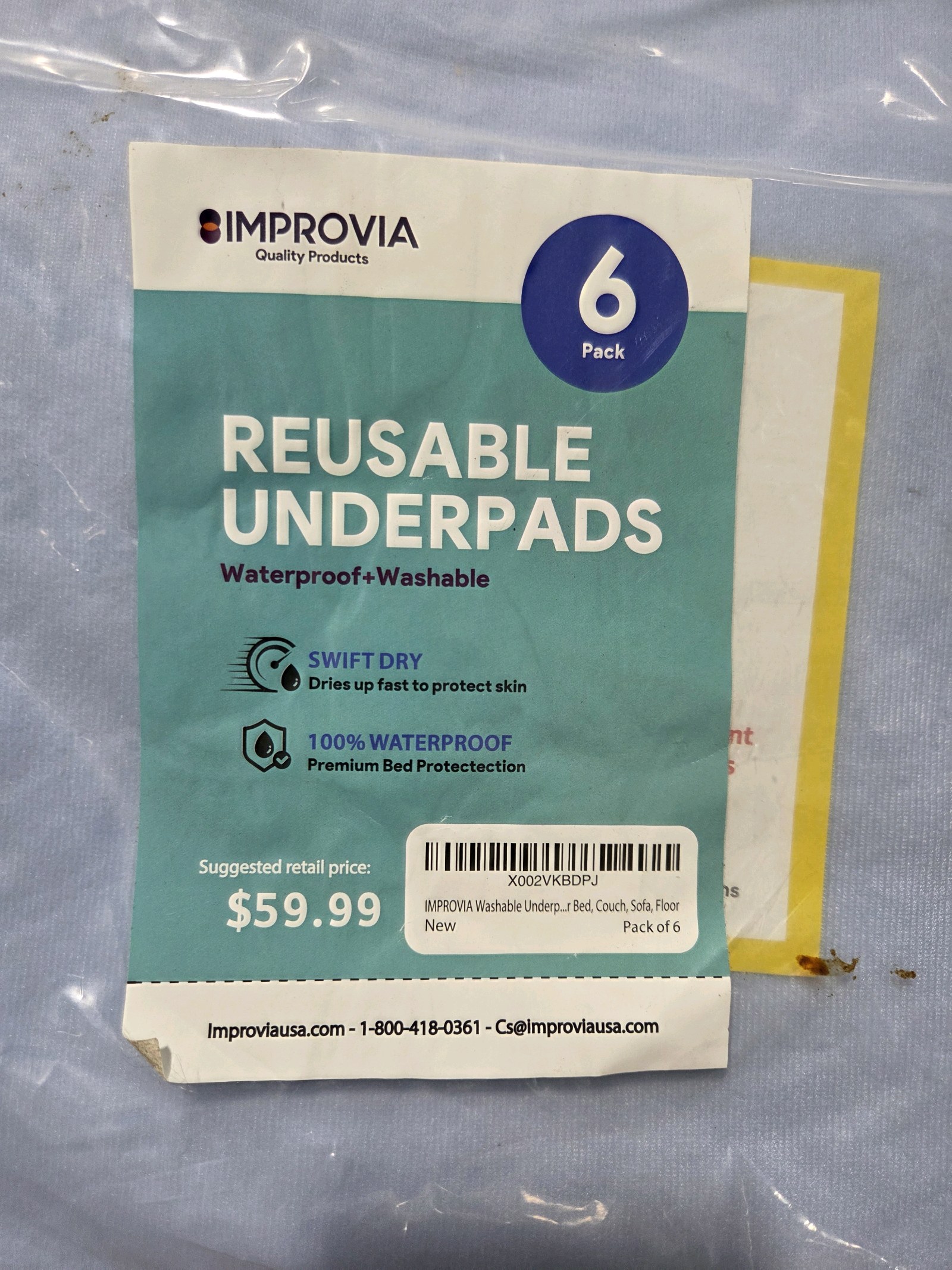 Improvia Reusable Underpads 34 x 36 Washable Waterproof Bed Pads Lot of 4