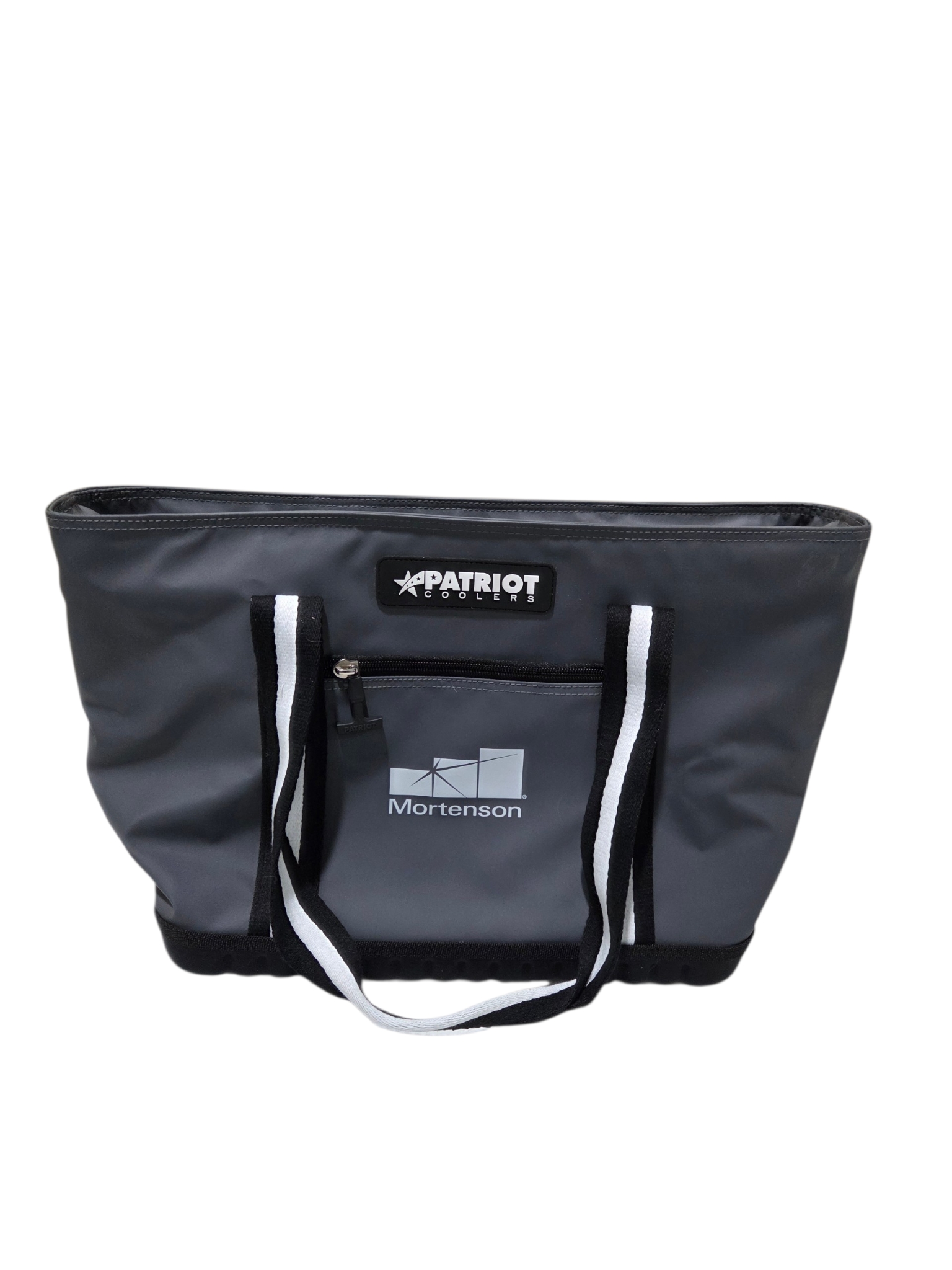 Patriot Coolers Gray Soft Tote Cooler Bag w Mortenson Logo & Rigid Bottom
