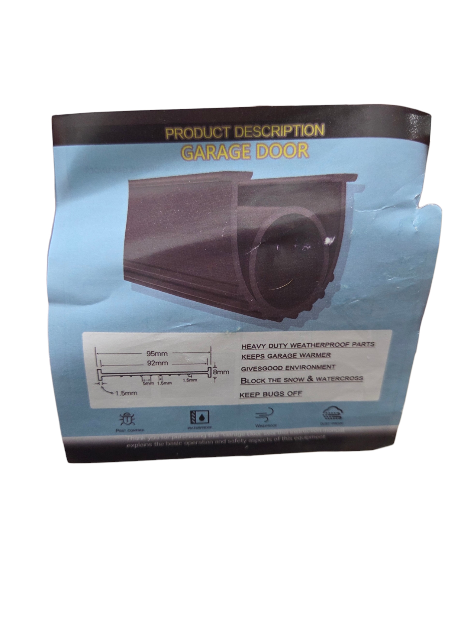 20FT Garage Door Bottom Weather Rubber Strip Seal with 6 Metal Tracks Open Box