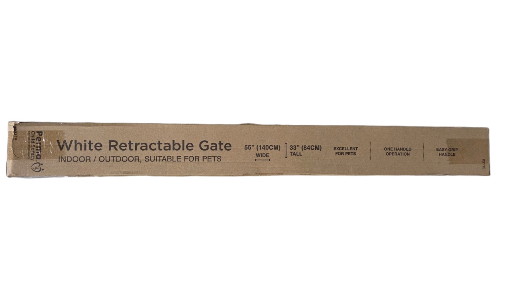 Perma Child Safety White Retractable Gate 55 x 33 Indoor Outdoor Pet Gate #8115