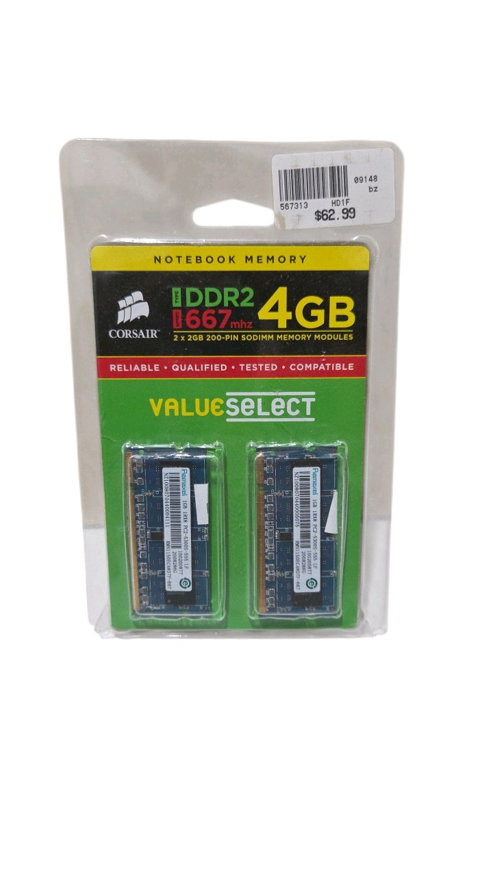 Corsair ValueSelect 4GB DDR2 667MHz Laptop Memory Kit 2x2GB SODIMM