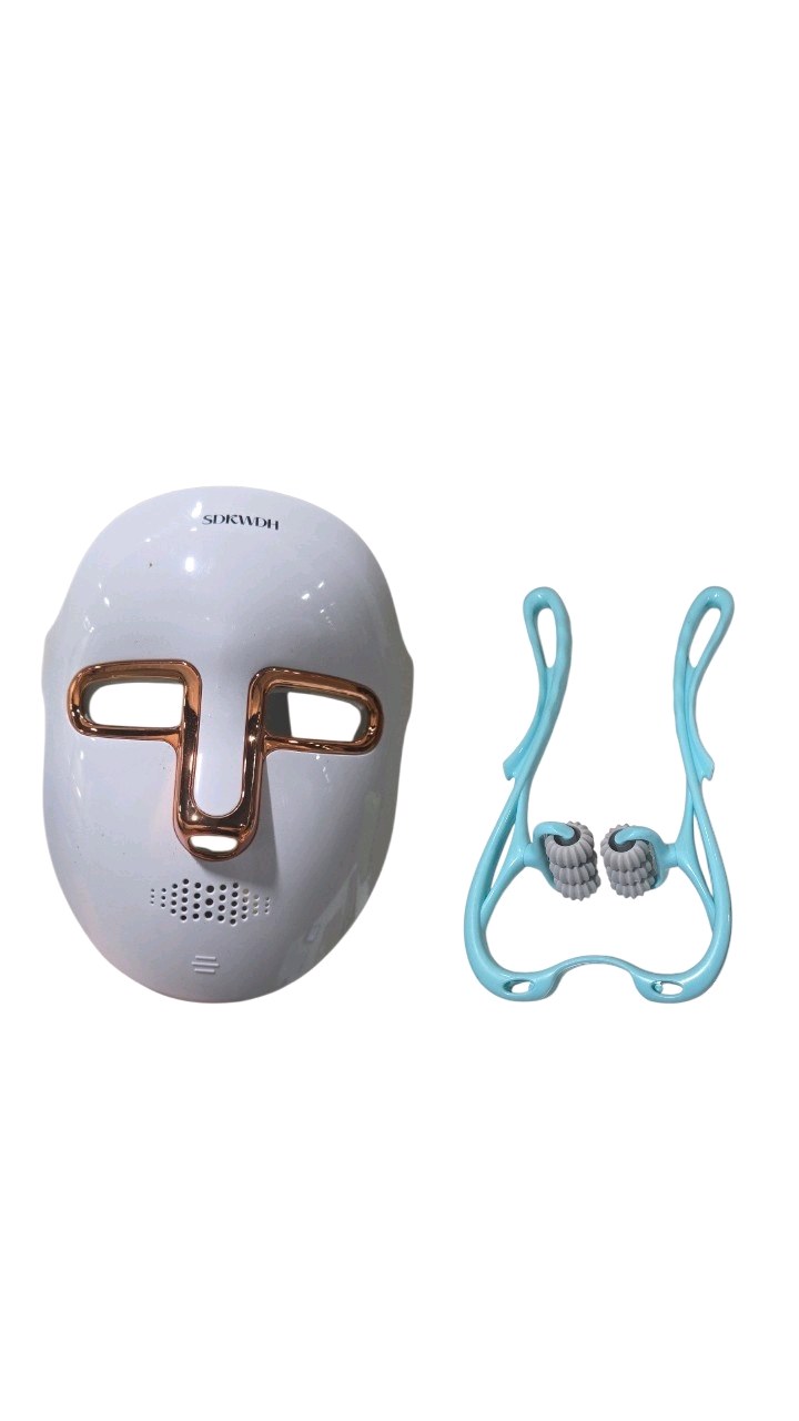 SDKWDH LED Light Therapy Face Mask w Blue Neck and Shoulder Roller Massager