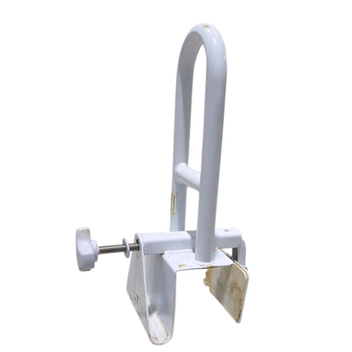 Clamp-On Bathtub Safety Grab Bar Tub Rail White Metal 300 lb Capacity