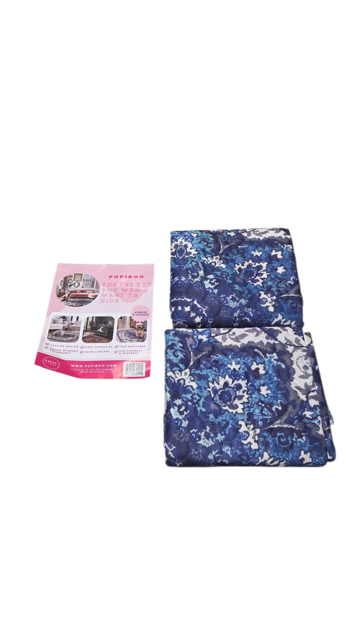 Pupiboo Washable Pee Pads 36 x 41 Blue Floral 2 Pack