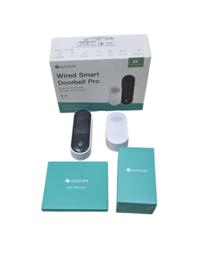 WUUK Wired Smart Doorbell Pro 2K Video Doorbell With Chime and Manuals