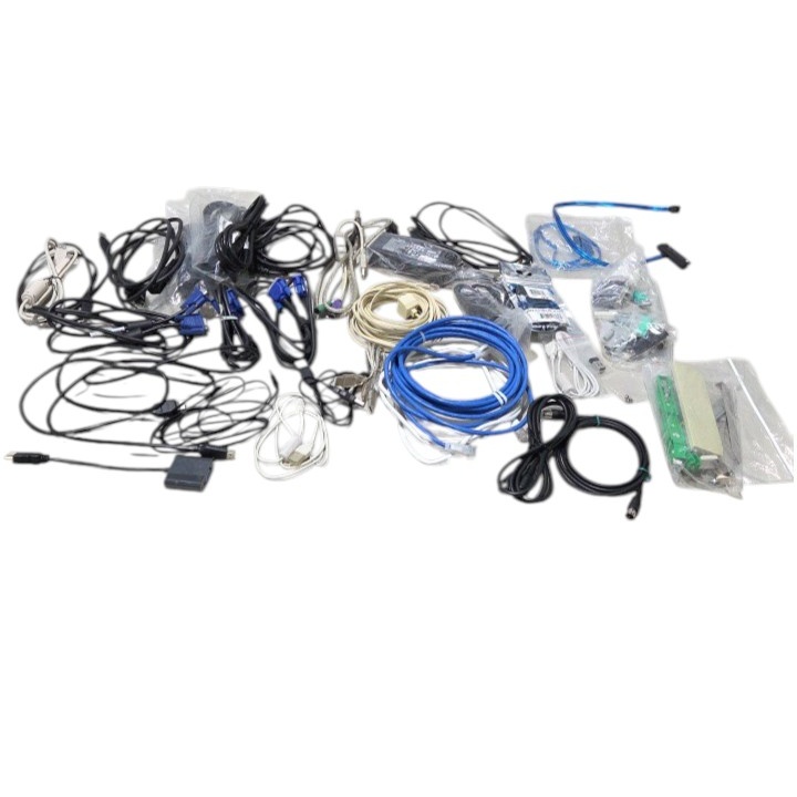 Large Mixed Computer Cable Lot VGA USB Ethernet Power Adapter Phone and Misc Cords