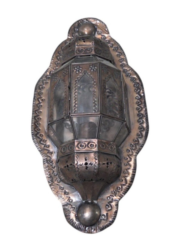 Decorative Metal Wall Lantern Sconce Candle Holder Copper Tone