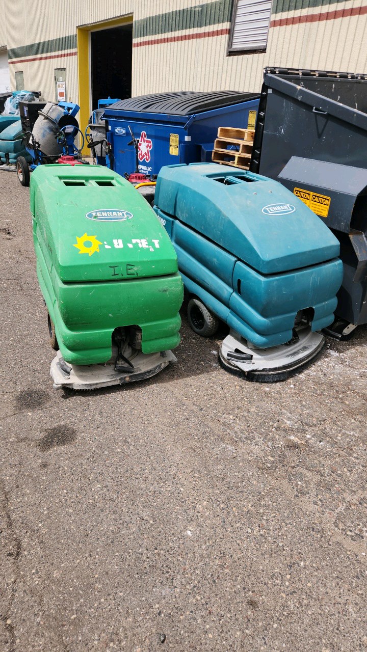 Lot of (2) Tennant 5680 Walk-Behind Floor Scrubbers (for parts only)