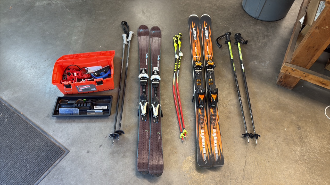 Elan Magfire and Head Mya No. 4 skis and wax kits