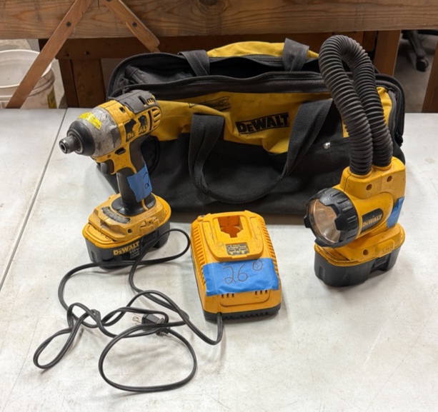 Dewalt impact driver, flashlight and charger