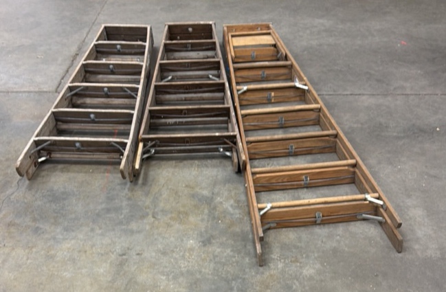(2) 6ft wood stepladders  and (1) 8ft wood stepladder
