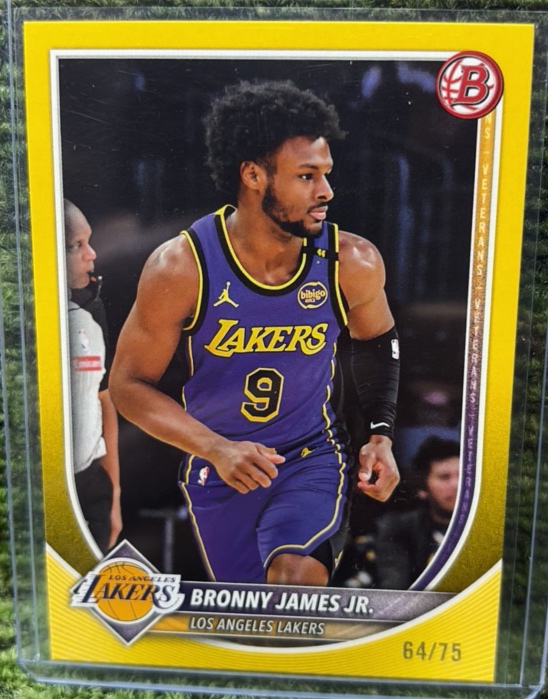 2025-26 Bowman Chrome Basketball BCV-122 Bronny James Jr Yellow Refractor 75