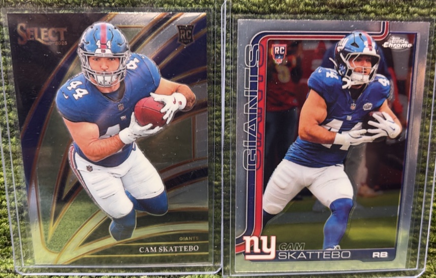 2025 Cam Skattebo RC Lot 2 Cards NFL Select Silver variation Topps Giants