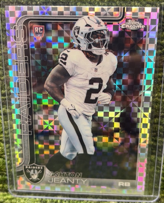 Ashton Jeanty 2025 Topps Chrome NFL X-Fractor Refractor #322 Raiders ROOKIE RB