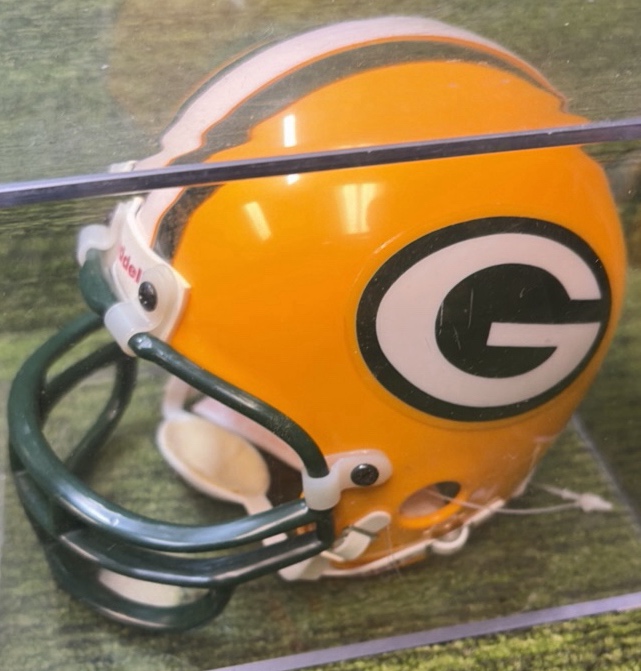 Green Bay Packers Mini Helmet in Case, Cool Display Piece to get Autographed 