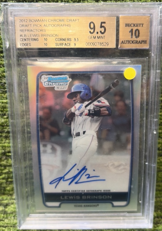 2012 Bowman Chrome Lewis Brinson Blue Refractor Auto Rookie Bgs 9.5 10 AUTOGRAPH