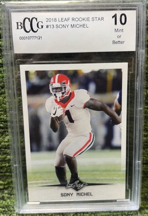 1015012 - 2018 Leaf Rookie Star Sony Michel #13 BCCG 10 Mint