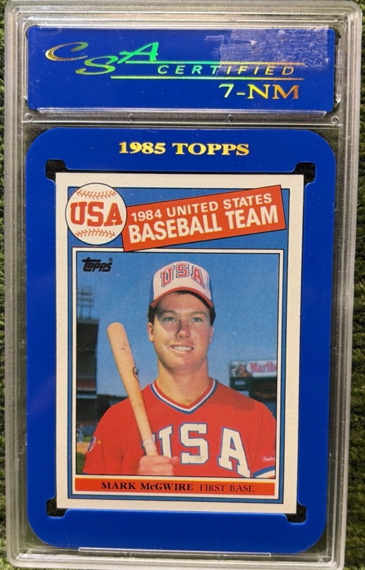 1985 Topps Team USA Mark McGwire Rookie CSA 7