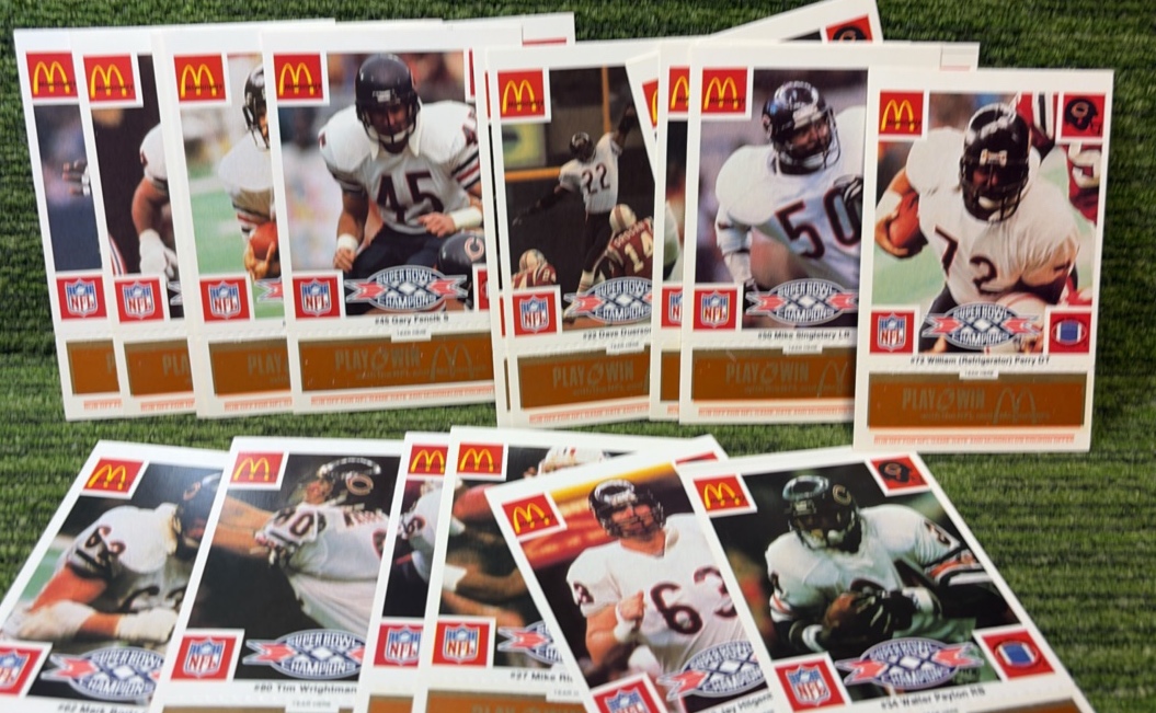 1986 McDonalds Scratch Football Card Set Super Bowl Champions LOT Chicago Bears