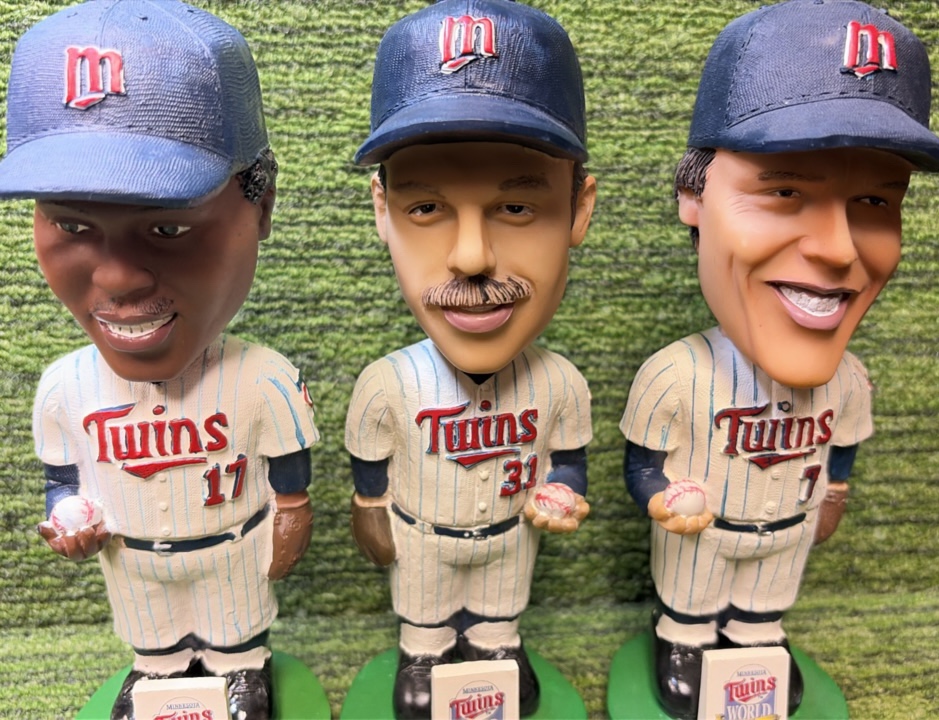 Les Straker, Dan Schatzeder, & Greg Gagne 1987 Wolrdd Series Champions Minnesota Twins BOBBLE HEAD LOT OF 3 