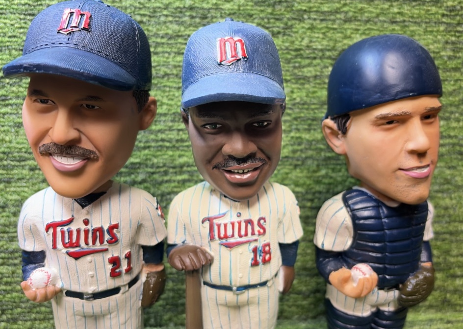 George Frazier, Don Baylor, & Tim Laudner 1987 World Series Champions Minnesota Twins BOBBLE HEAD Lot of 3 