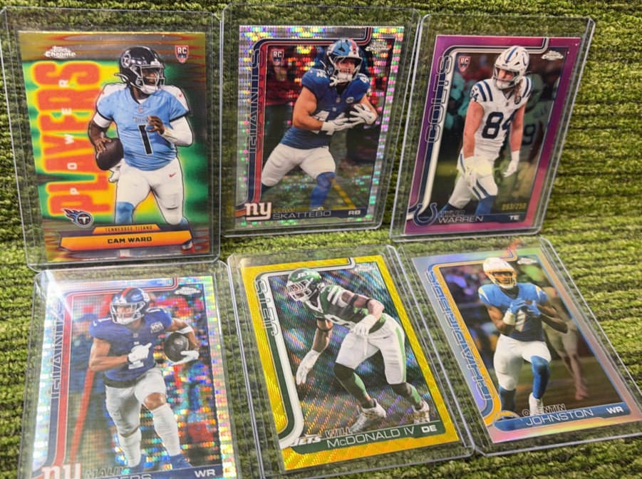 2025 Topps Chrome Football INSERTS  CAM, SKAT, PARALLELS, NUMBERED NFL (6) Cards
