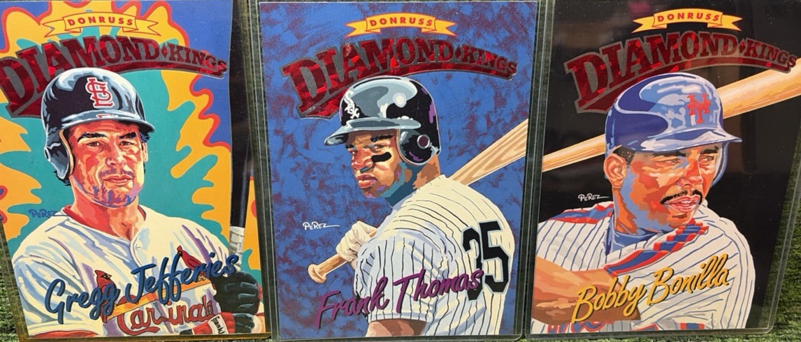 Lot of 3 1994 , Frank Thomas, Gregg Jeffries, & Bobby Bonilla  Donruss Diamond Kings JUMBO CARDS