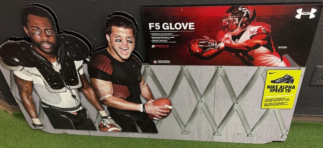 TIM TEBOW & JULIO JONES DISPLAYS TWO VERY LARGE DISPLAY PIECES -PICK UP ONLY 52 x 29 & 24 x 10