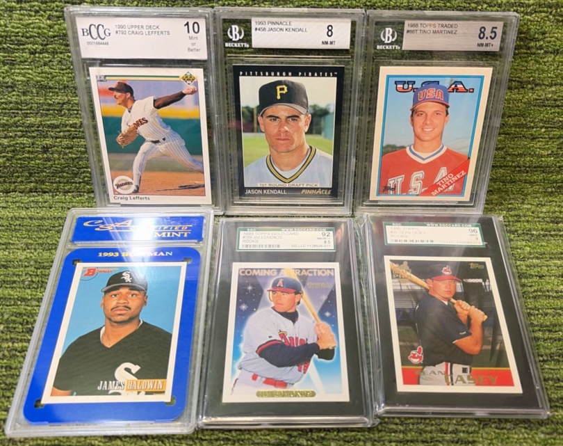 GRADED CARD LOT of 6 Cards in TOTAL MLB - MIXED LOT w Craig Lefferts, Jason Kendall, Tino Martinez & More