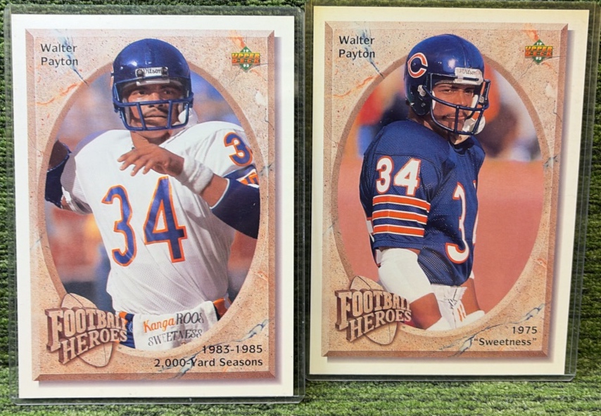 1992 Upper Deck Football Heroes WALTER PAYTON #23 & #24 (Lot of 2 cards)
