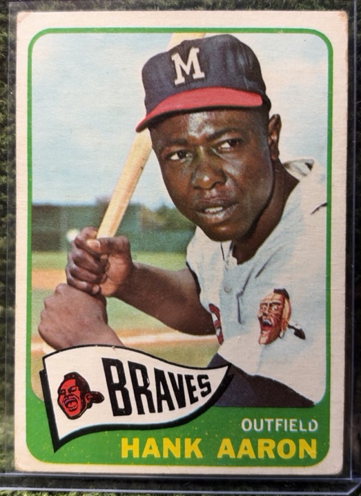 1965 Topps Hank Aaron Milwaukee Braves #170 Baseball Card VINTAGE