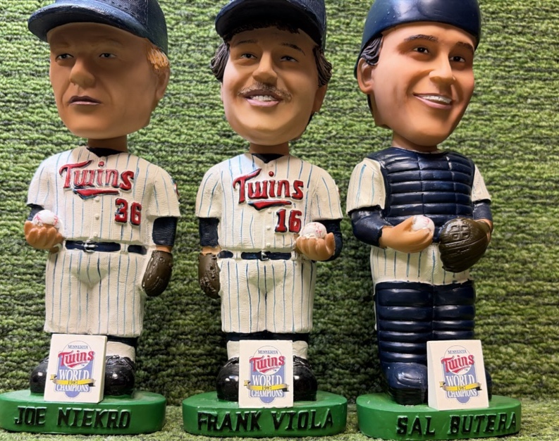 Joe Niekro, Frank Viola, Sal Buter 1987 World Series Champions Minnesota Twins LOT of 3 BOBBLE HEADS