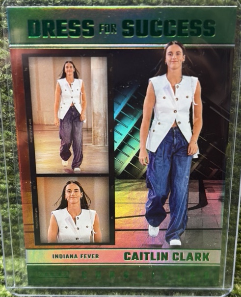 2025 Panini Chronicled WNBA Caitlin Clark Dress For Success Green Foil #63 Fever