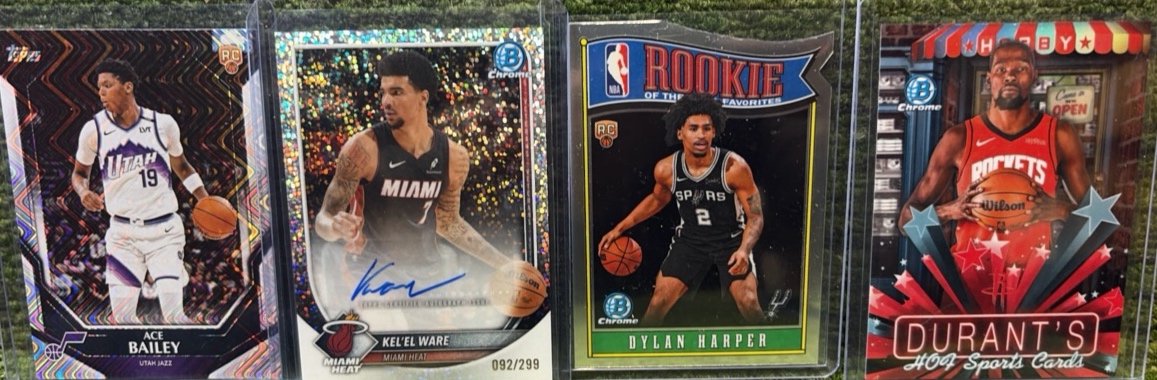 Mixed HOT NBA INSERTS  4 Cards in Total  Ace Bailey KelEL Ware, Dylan Harper, Kevin Durant Inserts
