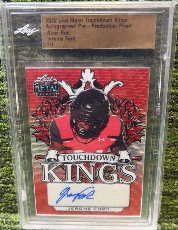2022 Leaf Metal Draft Touchdown Kings Auto Red Wave 11 Jerome Ford #TK-JF1