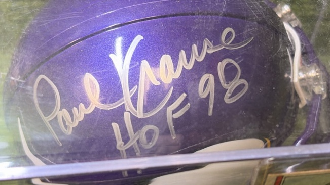 PAUL KRAUSE MINNESOTA VIKINGS HOF 98 81 INT AUTOGRAPHED RIDDELL MINI HELMET
