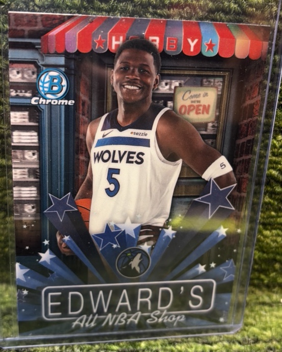 2025 Topps bowman Anthony Edwards Hobby Stars Timberwolves Refractor HS-14