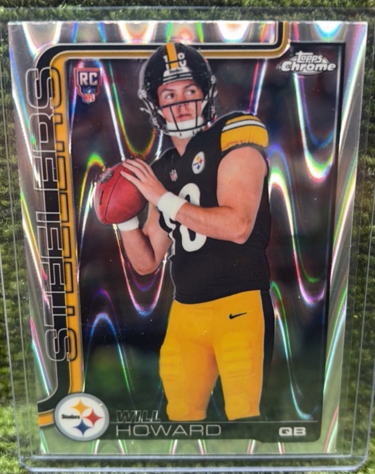 2025 Topps Chrome Will Howard RC RayWave Refractor #321 Steelers QB RC
