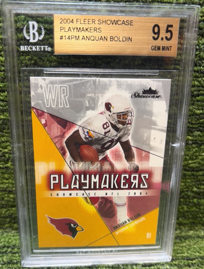2004 Fleer Showcase Football Insert Cards Playmakers Anquan Boldin #14PM Graded 9.5