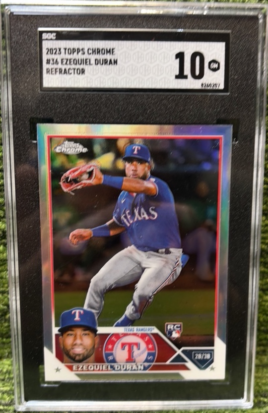 2023 Topps Chrome #36 Ezequiel Duran RC TRUE REFRACTOR  RANGERS Graded SGC 10