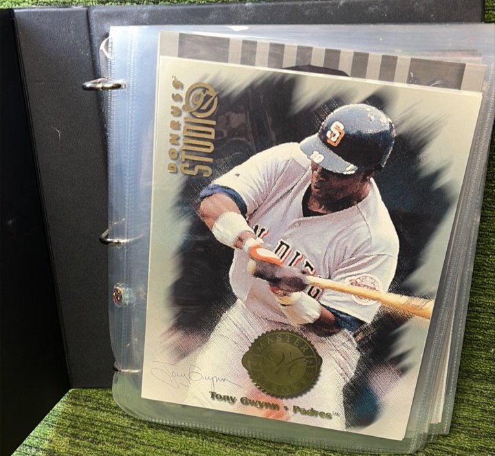 HUGE Binder of1997 Donruss Studio Master Strokes 8x10 Canvas Card 5000 See Pics w Tony Gwynn & Much More