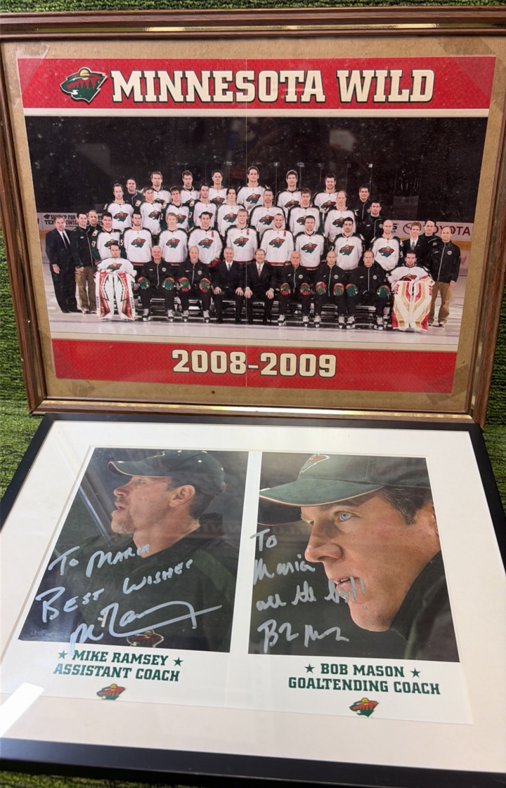 Minnesota Wild Framed Team Photo 200-09 & Framed Autographs from Coaches 