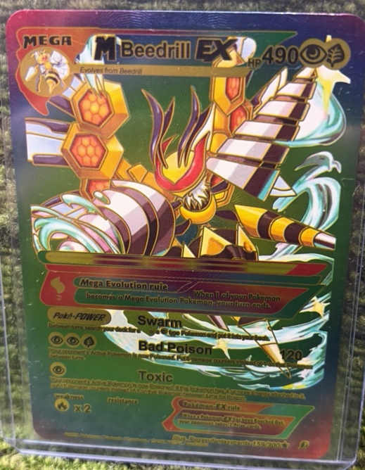 Beedrill Ex HP490 Multi Color Foil Fan Art Display Card RARE
