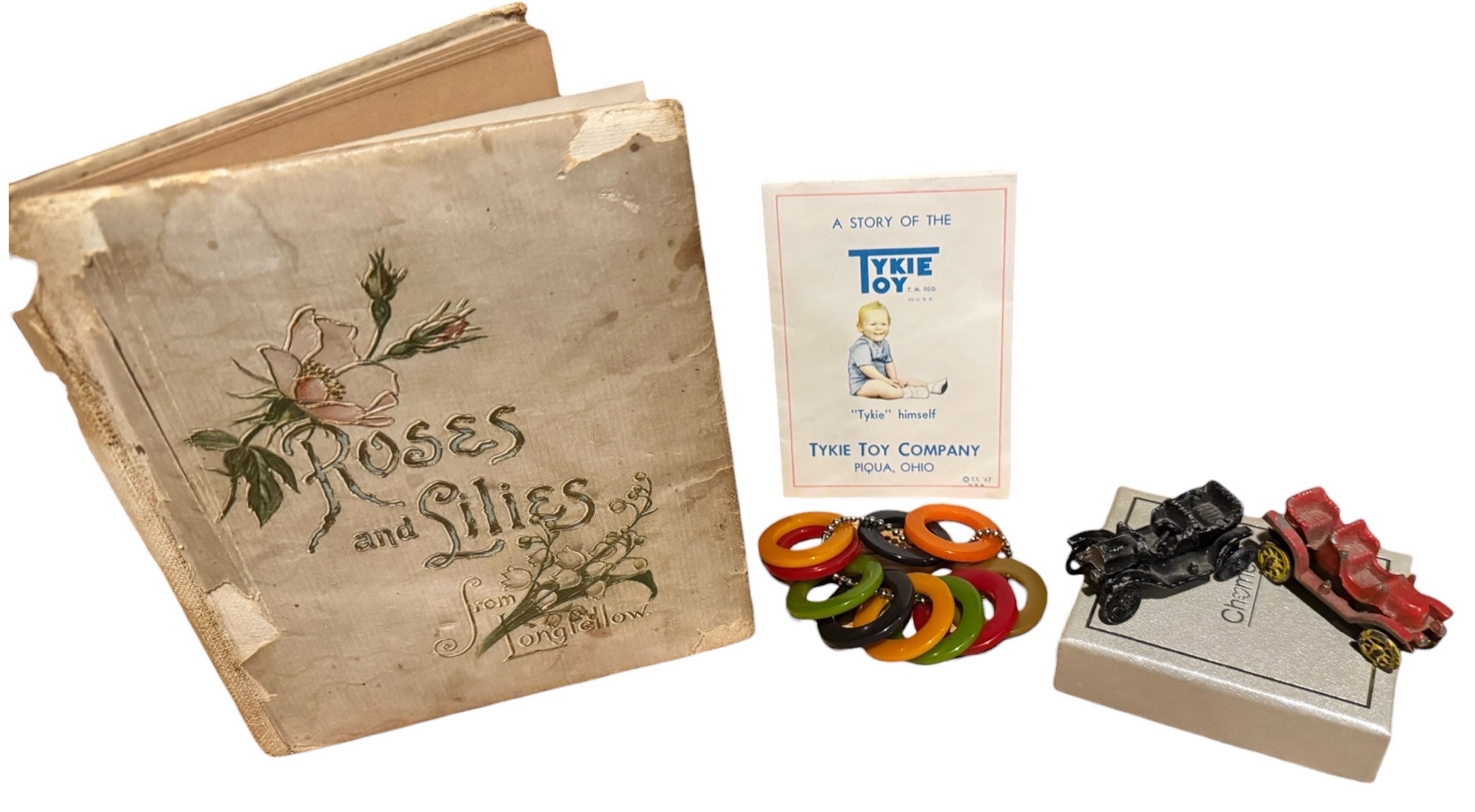 Roses and Lilies Booklet, Tykie Ring Toy & Small Metal Cars