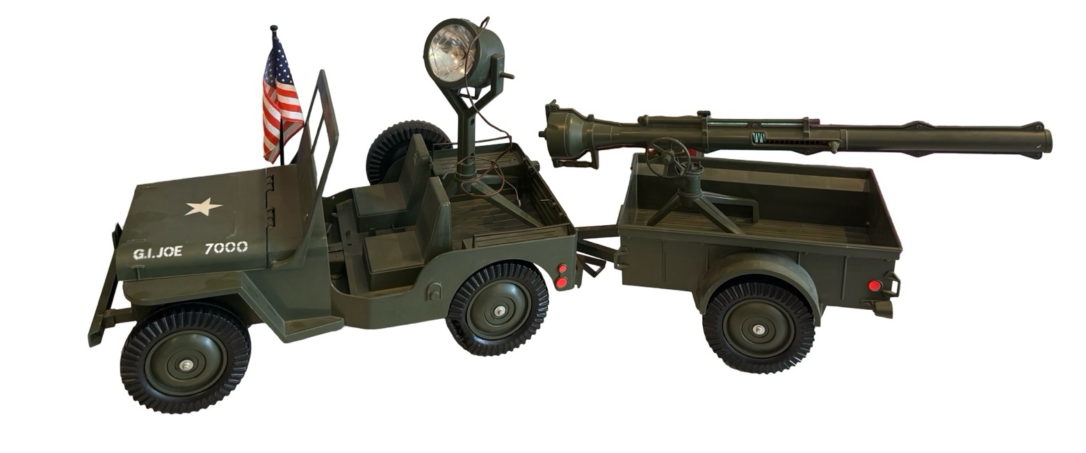 G.I. Joe Jeep w Trailer, Spotlight & Canon.