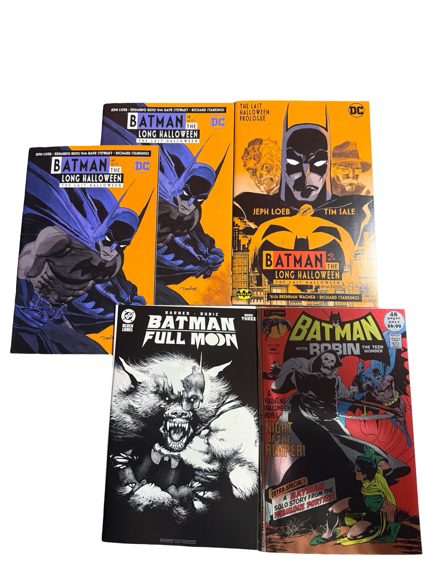 Batman Fullmoon, Batman with Robin #237, Batman The Last Halloween Prologue 010 and Two Copies of 110