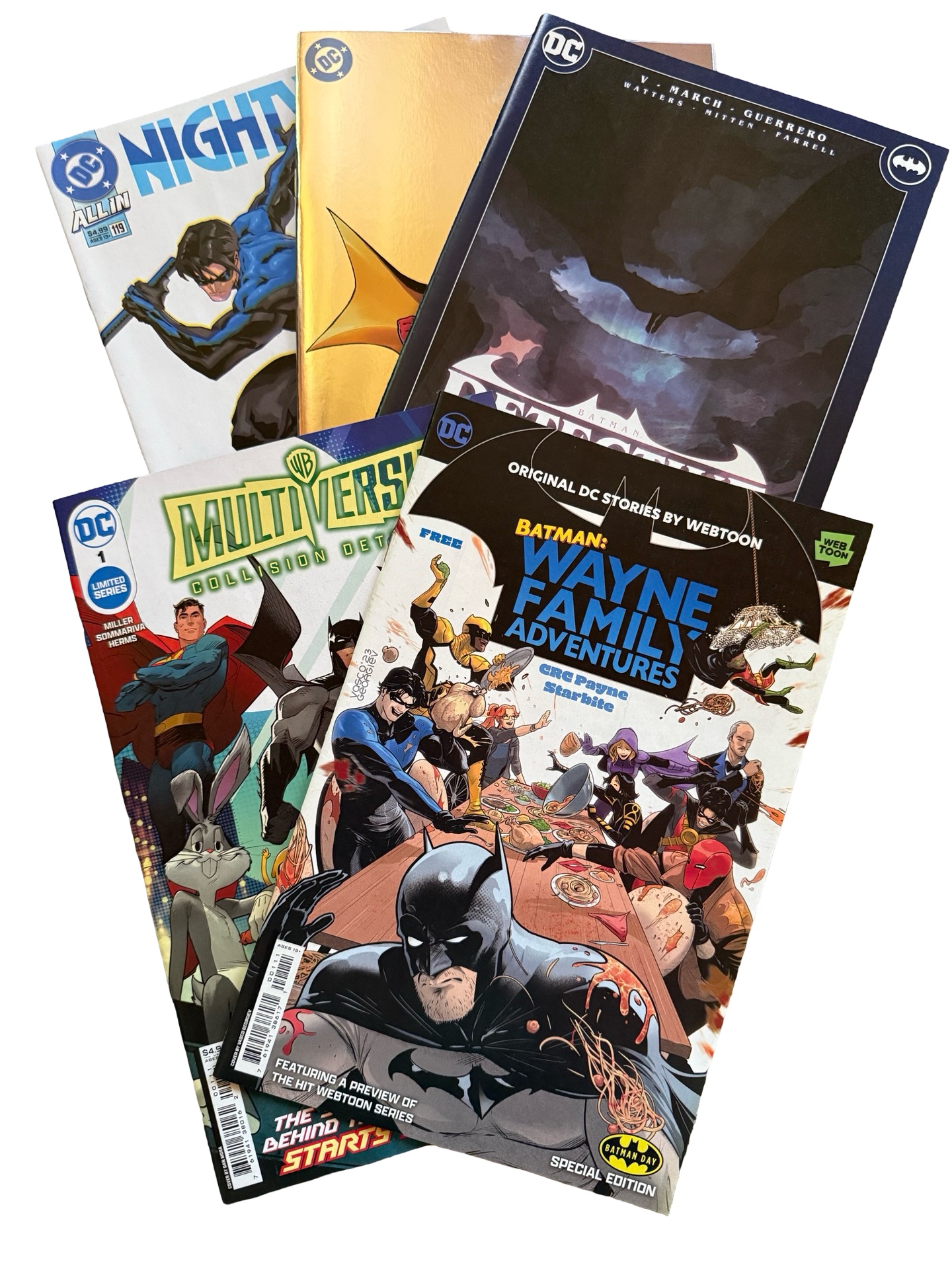 Nightwing #119, Batman & Robin #4, Detective Comics #1089, Multiversus #1, Wayne Family Adventures- DC Comics